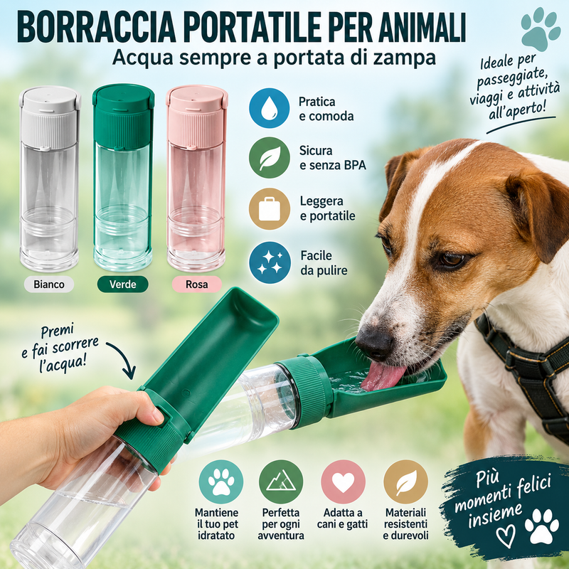 Borraccia Porta Crocchette per Cani da Passeggio